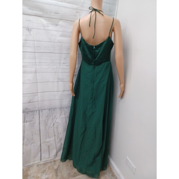 Alfred Angelo Ballgown Formal Green Dress Spaghetti Strap Halter Neck Sz 7/8 - Picture 5 of 12